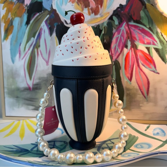 kate spade Handbags - NWT Kate Spade Novelty Ice Cream Sundae Crossbody Bag Cream Navy Cherry Accent